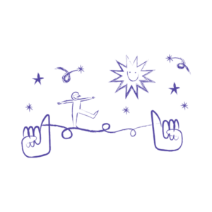 Illustration d’un personnage en équilibre entre deux mains, symbolisant la sécurité et l’équilibre émotionnel